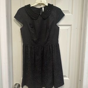 Kenzie jeweled bib collar black on black  jacquard dress sizeM p2p 16”length 35”